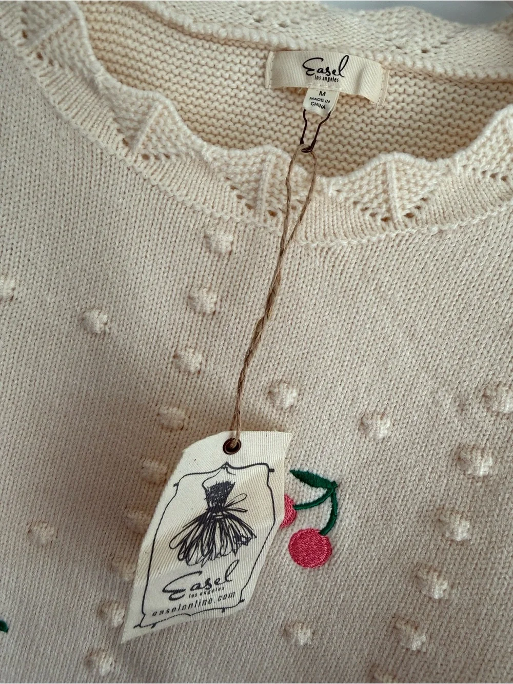 Easel Embroidered Fruit Sweater Size M NWT